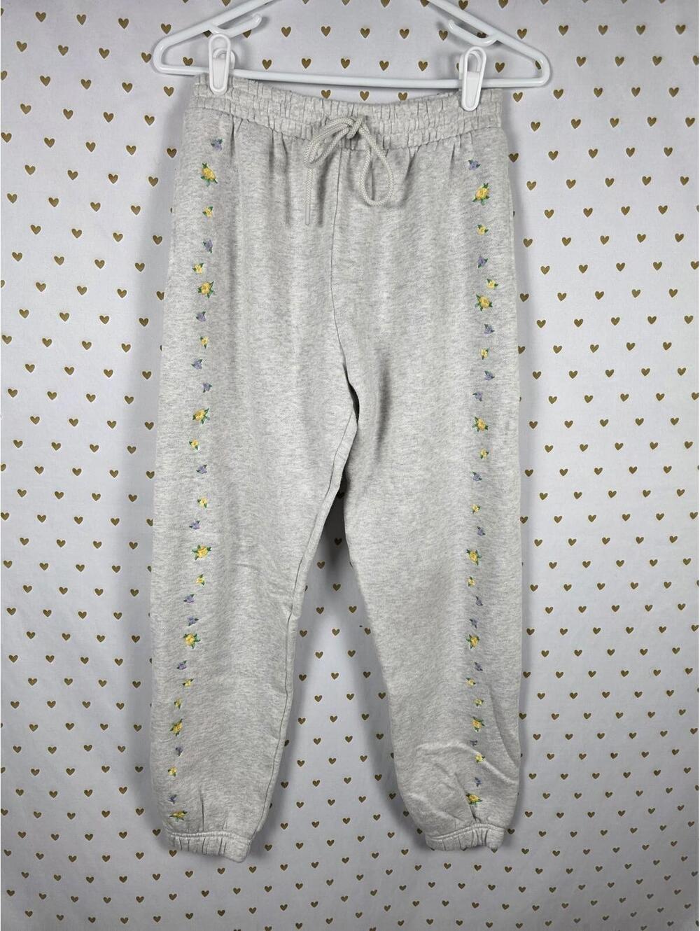 Victorias Secret PINK Embroidered Joggers Sweats FLORAL Sweatpants XS